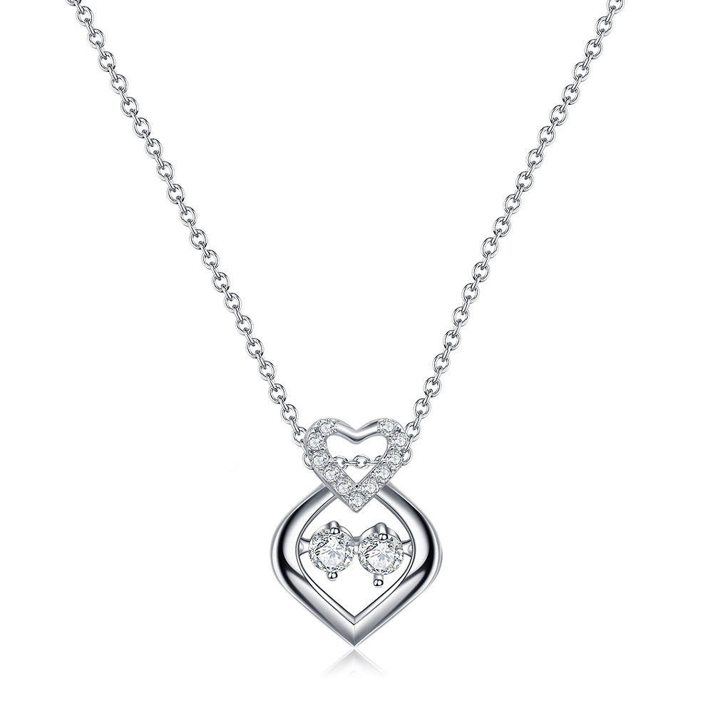 Silver Dancing CZ Heart Pendant